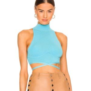 Camila Coelho Turquoise Blue Adona Crop Top SMALL
